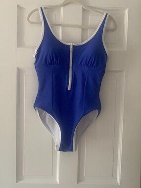 Tommy Hilfiger Provence Blue Zip Front One piece swimsuit - size M